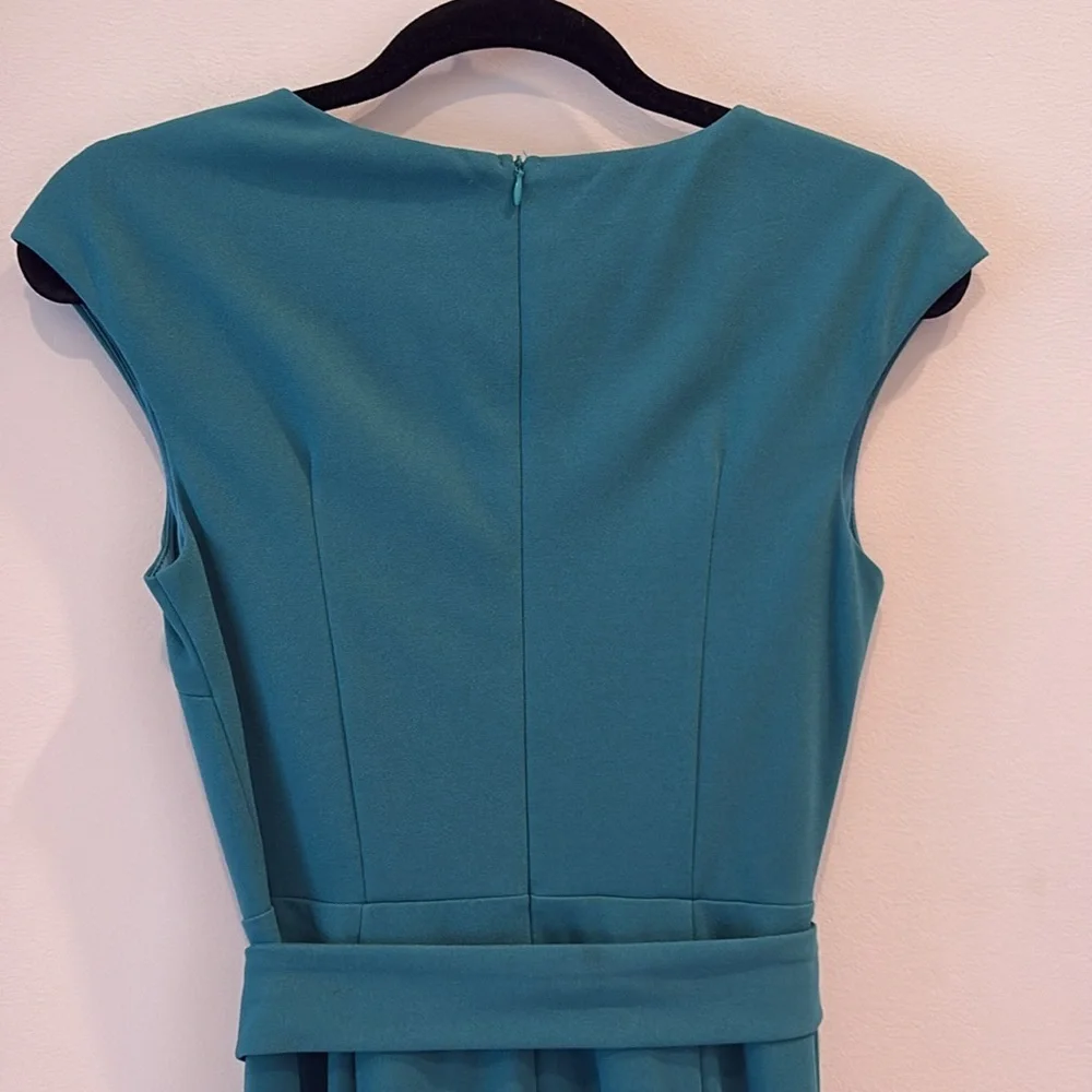 Elegant Teal Cap Sleeve Dress - Picture 9 of 15